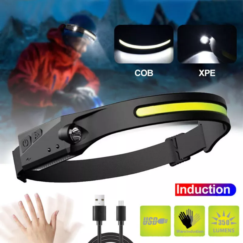 🔦 Linterna Frontal LED Recargable con sensor💡💪